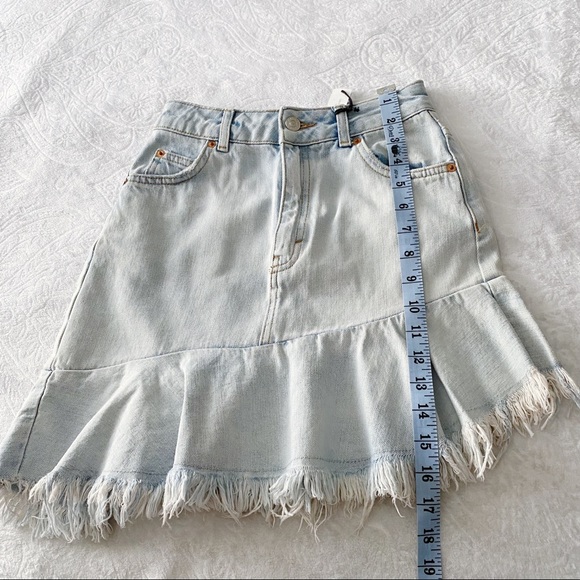 NWT Topshop Raw Hem Mom Jean Moto Skirt - Picture 4 of 10